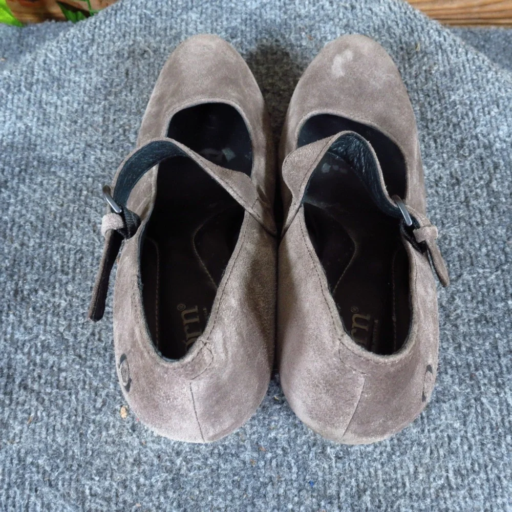 Born Jordana Women Mary Jane Wedge Pumps Size 7.5 Work Office Taupe Gray Suede